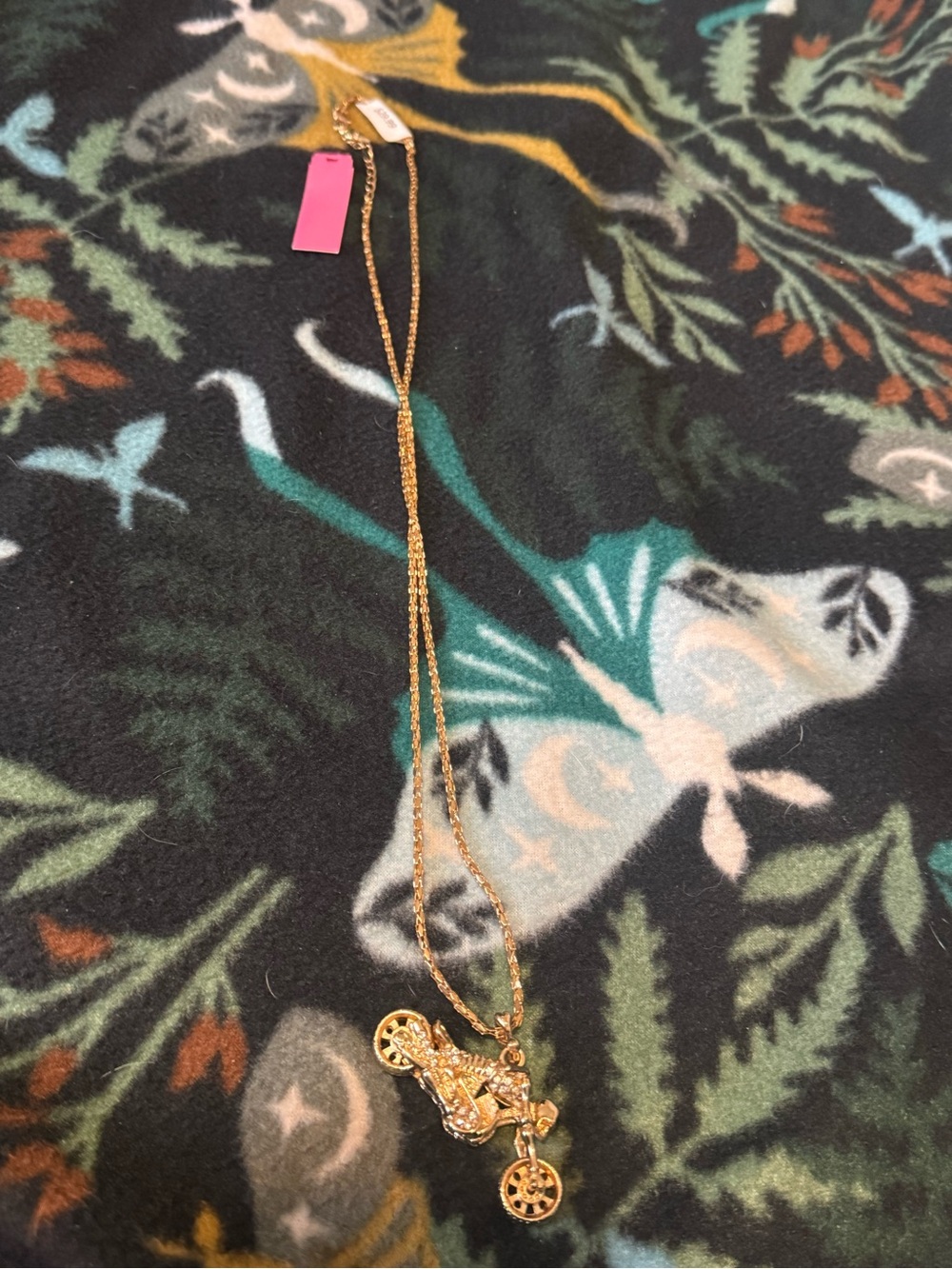 Betsey Johnson Gold Tone Motorcycle Pendant necklace NWT - Picture 2 of 2
